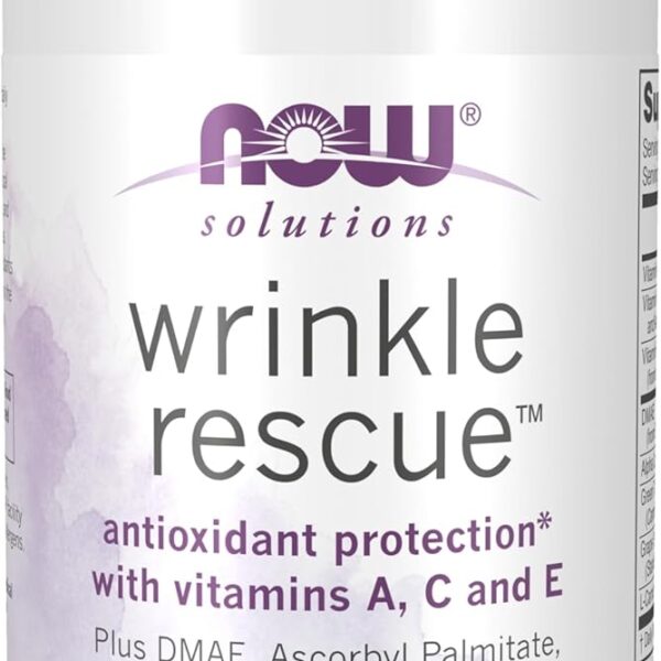 NOW Foods Solutions, Wrinkle Rescue™ Capsules, Targeted Blend with Vitamins A, C and E, 60 Capsules