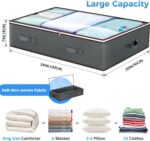 Budding Joy 90L Under Bed Storage Containers, Closet Organizers and Storage Bins, Foldable Underbed Storage Bags for Blankets, Towels, Comforter, Sweaters, Pillows, Linen Sheets, Wrapping Paper，Grey - Image 2