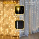 suddus Curtain Lights for Bedroom, 200 Led Hanging String Lights Outdoor, Fairy Curtain Light Indoor for Christmas, Dorm, Wall, Backdrop, Window, Wedding, Party, Brithday Decor, Warm White - Image 3