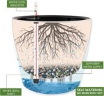 Dexceder 18x17 Self Watering Planter with Wheels Indoor Outdoor, Inner Pot Design, Thickened Large Floor Standing Flower Plant Pot with Water Level Indicator (White Matte) - Image 2