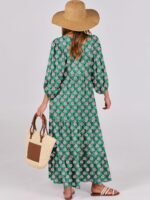 ANRABESS Womens Boho Maxi Dresses 2025 Summer V Neck Puff Sleeve Floral Flowy Swing Casual Long Dress - Image 4