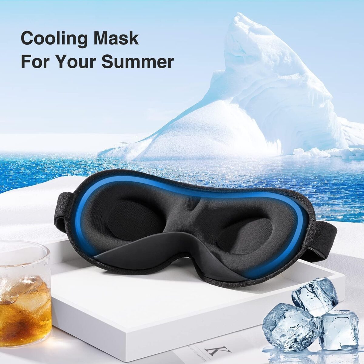 YFONG Weighted Sleep Mask, Women Men 3D Blocking Lights Sleeping Mask (4.2oz/120g), Pressure Relief Night Sleep Eye Mask with Adjustable Strap, Eye Cover Blindfold for Travel Nap Yoga, Black - Image 7