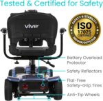 Vive 4 Wheel Mobility Scooter - Electric Powered Wheelchair Device - Compact Heavy Duty Mobile for Travel, Adults, Elderly - Long Range Power Extended Battery with Charger & Basket (FSA/HSA Eligible) - Image 8
