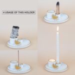 ZenBless Multifunction Incense and Candle Holder for Burning Sage, Palo Santo, Incense Sticks - 5.9" Ceramic Ash Catcher Tray for Meditation Room Home Decor (Gold) - Image 6