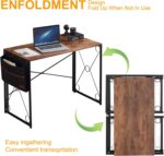 VECELO 39 Inch Folding Desk Simple Assembly Desk, Writing Computer Desk for Home Office Study Office Desk Foldable Table for Small Spaces, Brown - Image 4