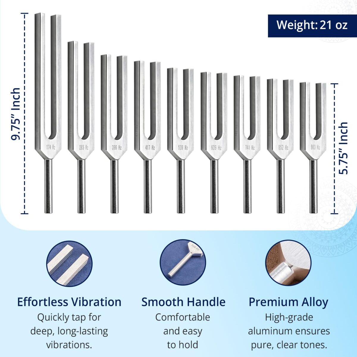 Solfeggio Tuning Forks Set for Healing – 9 Chakra Frequencies 174Hz to 963Hz | Precision-Machined Aluminum Alloy | Made in USA | Chakra Healing, Sound Therapy, Reiki, Yoga, Energy Balancing Tools. - Image 4