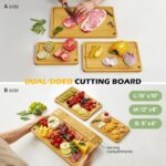 Wood Cutting Board for Kitchen - Reversible Bamboo Cutting Boards Gift Set of 3 with Juice Groove, Wooden Chopping Board for Meat, Fruit, Vegetables & Cheese (Pre Oiled, Natural) - Image 4