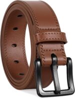 VONMELLI Nickel Free Leather Belt for Men, TSA Approved Non Metal Men’s Belt for Jeans with Hypoallergenic Buckle