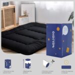 MAXYOYO Japanese Floor Mattress Futon Mattress, 4" Thicken Tatami Mat Sleeping Pad Foldable Roll Up Mattress Boys Girls Dormitory Mattress Pad Kids Floor Lounger Pillow Bed, Black, Twin Size - Image 4