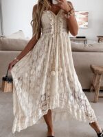 CUPSHE Women's Summer Dresses Sleeveless Lace Casual Tassel Beach Spaghetti Straps Flowy Maxi Sun Dress - Image 2