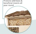 I Bee Hotel Insect Hotel - 29.5 x 28 x 10 cm - untreated, Solid Wood bee House for Bees, Ladybugs & lacewings - Hanging Insect House & Nesting aid - Image 3