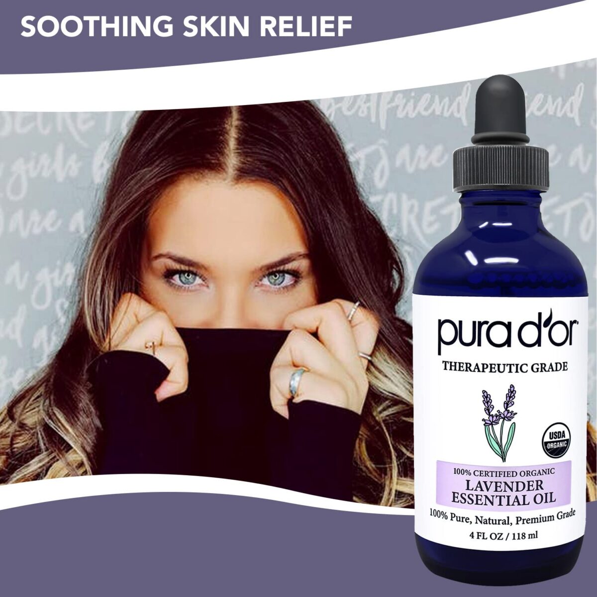 PURA D'OR Organic Lavender Essential Oil (4oz with Glass Dropper) 100% Pure & Natural Therapeutic Grade for Hair, Body, Skin, Aromatherapy Diffuser, Relaxation, Meditation, Massage, Home, DIY Soap - Image 5