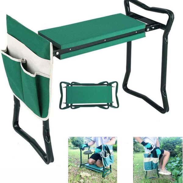 BESTHLS Garden Kneeler and Seat - Heavy Duty Folding Stool with Thick Pad, Tool Pouch, 330 lbs Capacity - Knee & Back Support, Perfect for Seniors, Women, Men