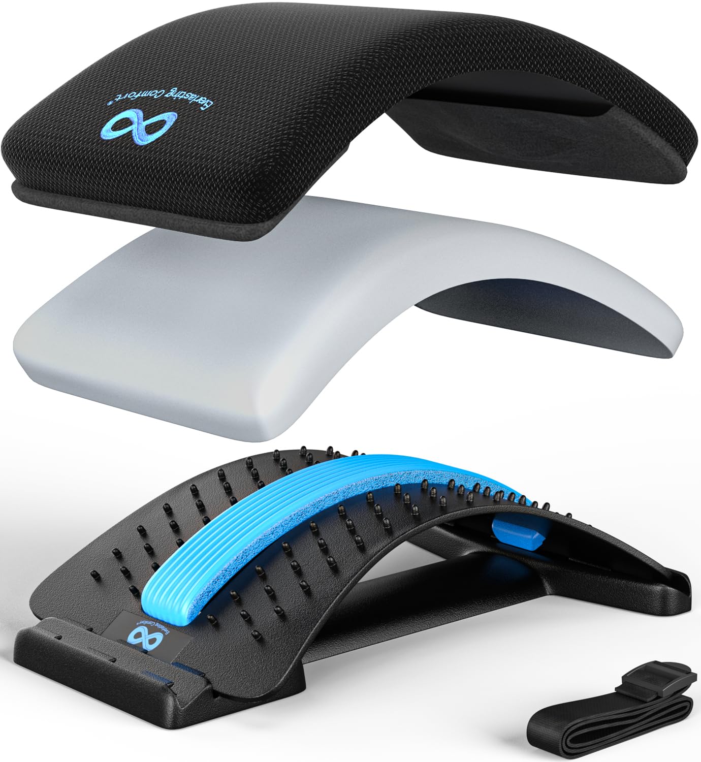 71ze1-1ywZL._SL1500_.jpg Everlasting Comfort Back Stretcher for Lower Back Pain Relief - Adjustable Spine Decompressor, Lumbar Support, Back Pain Relief Products, with 88 Acupressure Nodes and Memory Foam Pad - Back Cracker - Image 1