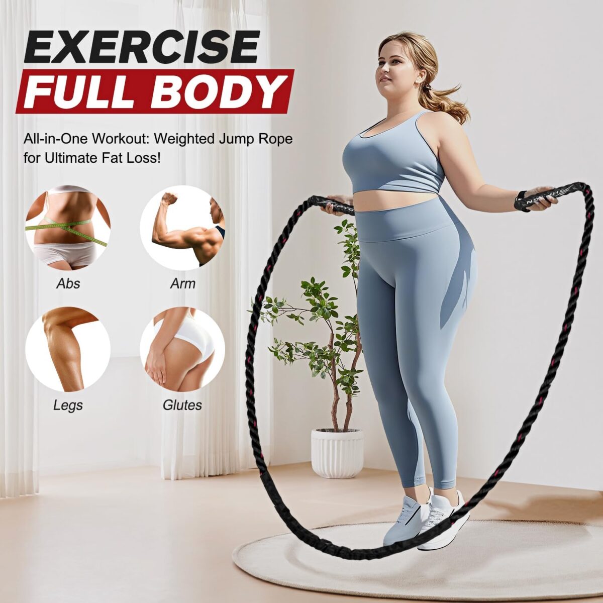 Jump Rope, Weighted Jump Ropes for Men women, 2.8lb 3.8lb 5lb Heavy Skipping Rope for Exercise, Adult Jumpropes for Home Workout, Improve Strength and Building Muscle,Total Body Workout Equipment - Image 5