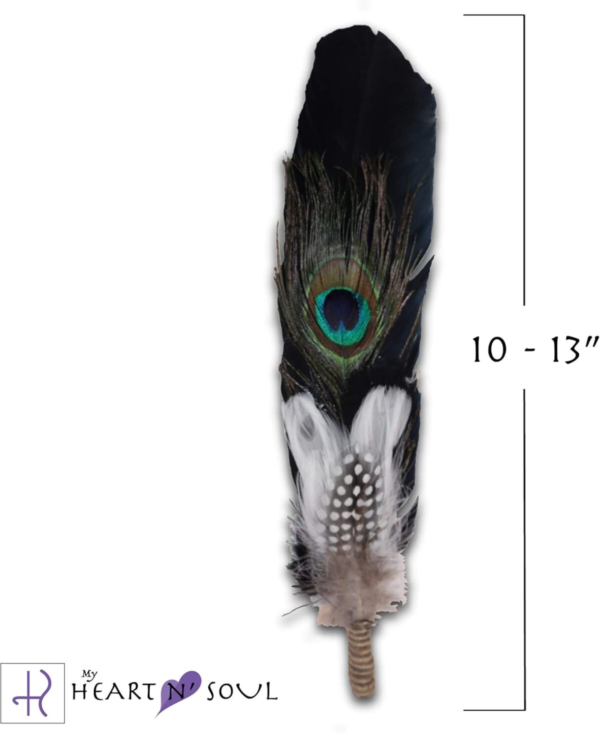 Smudge Feather, Turkey and Peacock, Unique Homecrafted Energy Cleansing Clearing Spiritual Practice House Smudging - Detailed Instructions for Beginners (Black/White) - Image 2