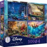 Ceaco - 4 in 1 Multipack - Thomas Kinkade - Disney Dreams Collection - Cinderella, The Lion King, Mickey and Minnie, & The Little Mermaid - (4) 500 Piece Jigsaw Puzzles , Blue - Image 6