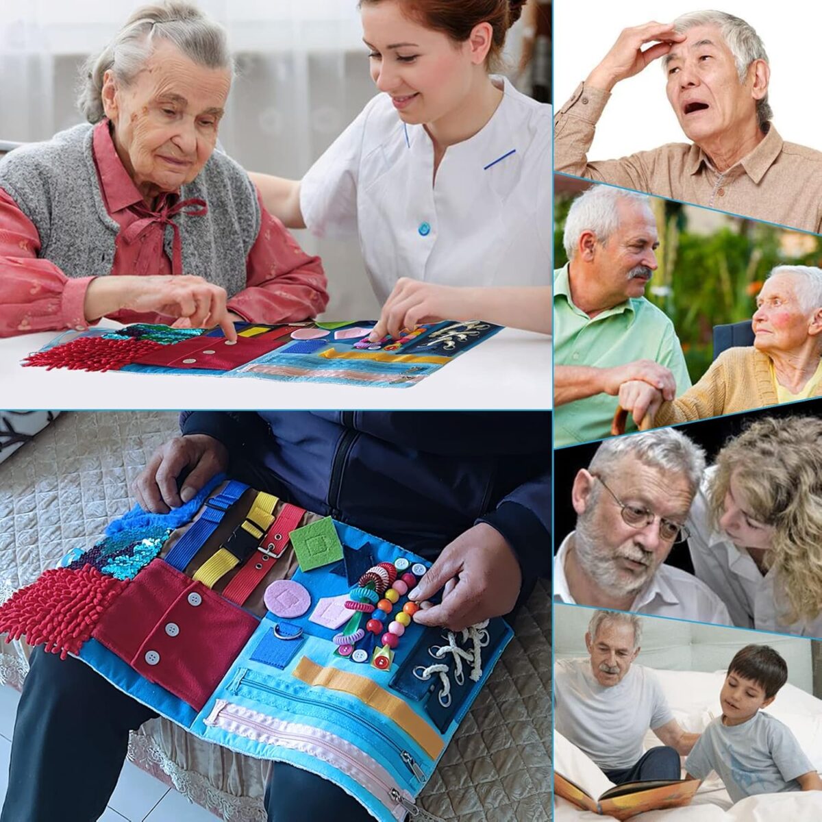Fidget Blanket for Elderly, Dementia Alzheimers Products, Sensory Blanket Memory Loss Fidget Toys, Autistic Activities Pad, Anxiety Relief Improves Mental Stimulation - Image 2