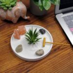 Nature's Mark Mini Zen Garden Kit for Desk with White Sand, Rake, White Base, Salt Rock and Air Plant (Round) - Image 4