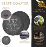My Personal Memories Custom Engraved Slate Coasters Set of 4 - Monogrammed Coasters for Drinks, Weddings, Couples, Anniversaries - Personalized (Round) - Image 3