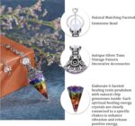 GEHECRST Natural 7 Chakra Healing Crystal Dowsing Pendulum Reiki Gemstone Chips Orgone Pendulum 6 Faceted Hexagonal Pointed Resin Spiritual Pendant for Divination, Wicca, Energy Balancing - Image 5