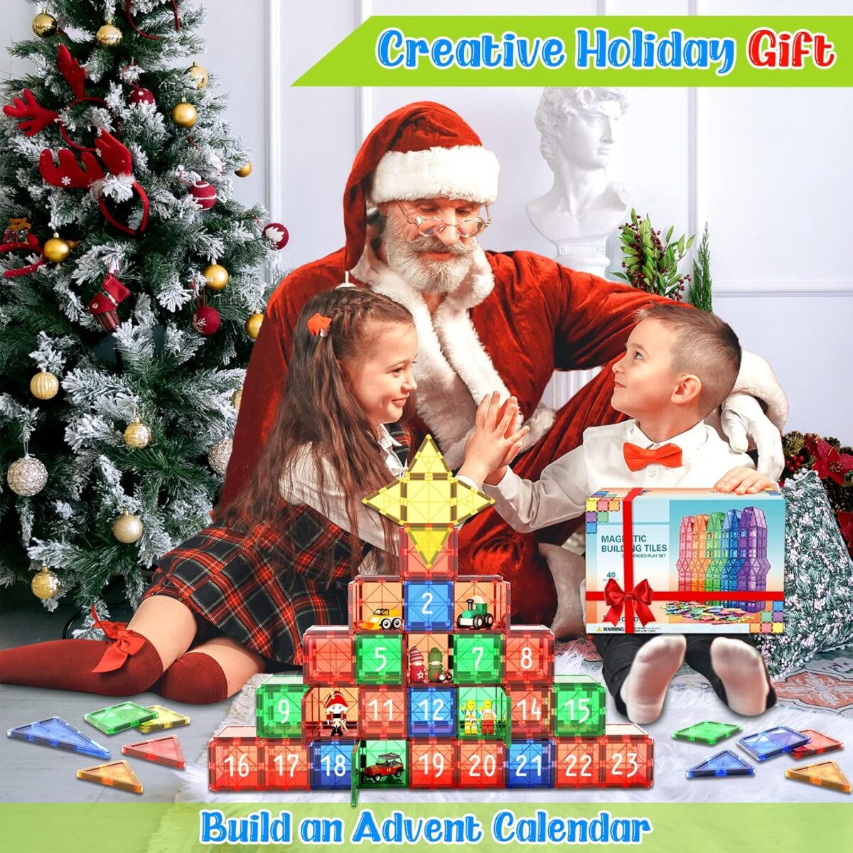 Magnetic Tiles Kids Toys STEM Magnet Toys for Toddler Magnetic Blocks Building Toys Preschool Learning Sensory Montessori Toys for 3+ Year Old Boys and Girls, Safe Creativity Toddler Kids Toys 40PCS - Image 7