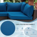 HOMREST Outdoor Replacement Cushions for Patio Furniture,Water-Repellent Sofa Cushion for 6-Seat Rattan Wicker Sectional Patio Conversation Sets,14-Piece Cushions Set for Outdoor Couch-Blue - Image 5