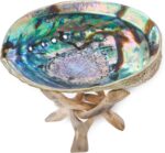 5.5 Inch Smudge Kit Shell & Stand | Abalone Shell + Wood Stand | Hand Made, Sustainably Grown, Smudging Kit Smudge Bowl & Stand