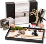 Zen Garden Kit 11x8in. Beautiful Japanese Decor Mini Rock Feature Gift Set for Home, Office Desk. Zen Sand Garden, 6 Tools, 15 Accessories. Sand Tray Therapy Desktop Meditation Room