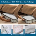 4 Packs Under Bed Storage Containers Bins, Humid-Proof Plastic Underbed Storage Bins, Closet Organizers and Clothes Storage Bags, Under the Bed Blanket Storage with Handles for Clothes,Bedroom - Image 3