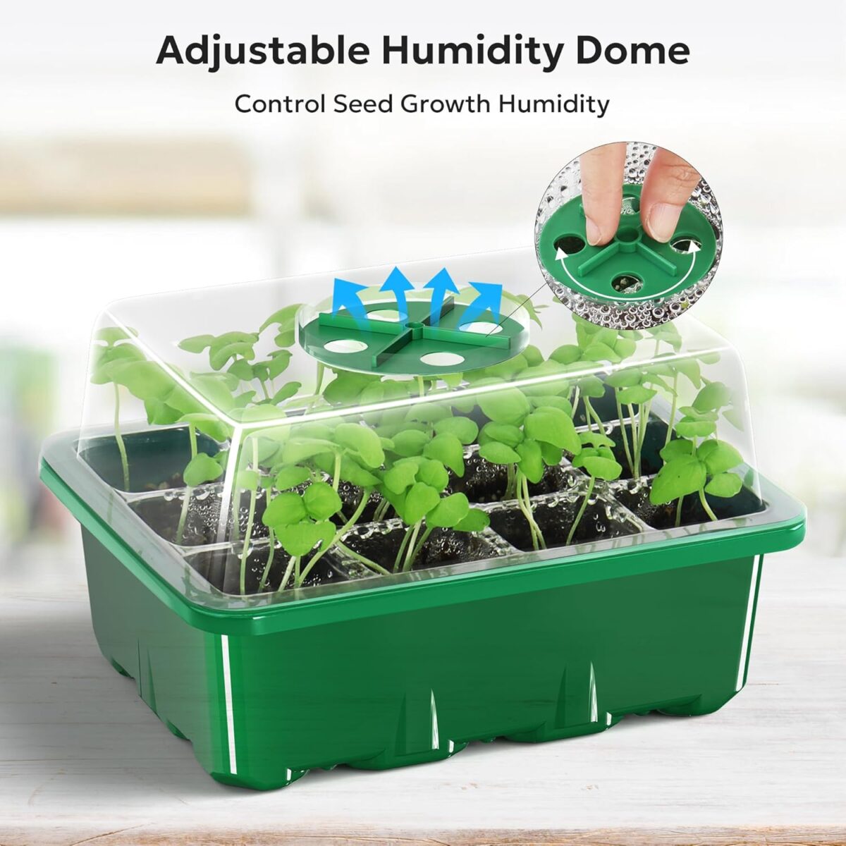 MIXC 10 Packs Seed Starter Tray Seed Starter Kit with Humidity Dome (120 Cells Total Tray) Seed Starting Trays Plant Starter Kit and Base Mini Greenhouse Germination Kit for Seeds Growing Starting - Image 3