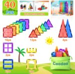 Magnetic Tiles Kids Toys STEM Magnet Toys for Toddler Magnetic Blocks Building Toys Preschool Learning Sensory Montessori Toys for 3+ Year Old Boys and Girls, Safe Creativity Toddler Kids Toys 40PCS - Image 6