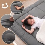 WhatsBedding Japanese Floor Mattress Futon Mattress 3" Grey Tatami Mat Shredded Memory Foam Filled Sleeping Pad, Foldable & Portable Roll Up Lounger Camping Bed for Kids and Adult,Twin Size 39"x 80" - Image 2