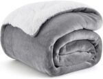 Bedsure Sherpa Fleece Throw Blanket for Couch - Thick and Warm Blanket for Winter, Soft Fuzzy Plush Throw Gift for Women, Grey, 50x60 Inches