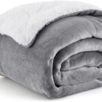 Bedsure Sherpa Fleece Throw Blanket for Couch - Thick and Warm Blanket for Winter, Soft Fuzzy Plush Throw Gift for Women, Grey, 50x60 Inches