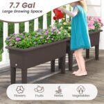 Giantex Raised Garden Beds Outdoor Set of 2, Self-Watering Planter Box with Detachable Legs & Drainage Hole, Outdoor Raised Container for Vegetable Fruit Herbs, 31.5”Lx12”Wx16”H, Easy Assembly (Brown) - Image 7