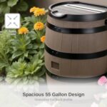 RTS Home Accents Premium 55-Gallon Rain Barrel with Removable Lid, Flat Back Rain Water Collection Barrel, Woodgrain with Black Stripes - Image 5