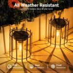 KOOPER Solar Lanterns Outdoor Waterproof, Upgraded Bright Hanging Solar Lights Outdoor Lantern, Metal Outdoor Solar Lanterns Decorative, Hanging Solar Lantern Lights for Yard Patio Garden Decor 2 Pack - Image 3