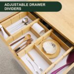 Utoplike Bamboo Drawer Dividers with Inserts, 4 pcs Adjustable Kitchen Drawer Organizers, Expandable Wooden Drawer Organization for Socks, Bedroom, Kitchen, Office, Spring Loaded - Image 5