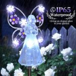 GIGALUMI Solar Angel Garden Stake Lights - 2 Pack Angel Solar Lights Outdoor Garden, Eternal Light Angel with 7 LEDs for Cemetery Grave Decorations, Memorial Gift, Christmas Yard Art, Sympathy Gifts - Image 3