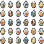 120Pcs Picture Religion Enamel Virgen de Guadalupe Charms Alloy Catholic Medalla Milagrosa de la Virgen Maria Pendant for Diy Mexican Bracelet Jewelry Making