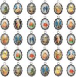 120Pcs Picture Religion Enamel Virgen de Guadalupe Charms Alloy Catholic Medalla Milagrosa de la Virgen Maria Pendant for Diy Mexican Bracelet Jewelry Making