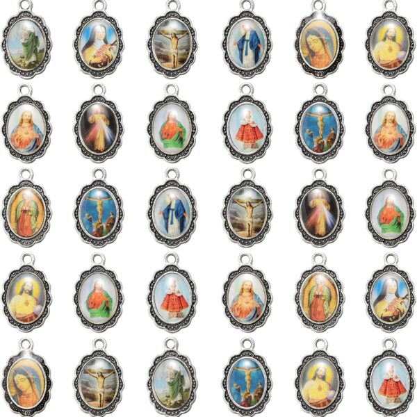 120Pcs Picture Religion Enamel Virgen de Guadalupe Charms Alloy Catholic Medalla Milagrosa de la Virgen Maria Pendant for Diy Mexican Bracelet Jewelry Making