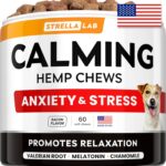 Hemp Calming Chews for Dogs - Dog Calming Treats - Anxiety Relief Treats - Dog Calming Chews - Stress - Sleep Calming Aid - Health & Wellness Supplements for Dog Separation Barking - 60 Treats