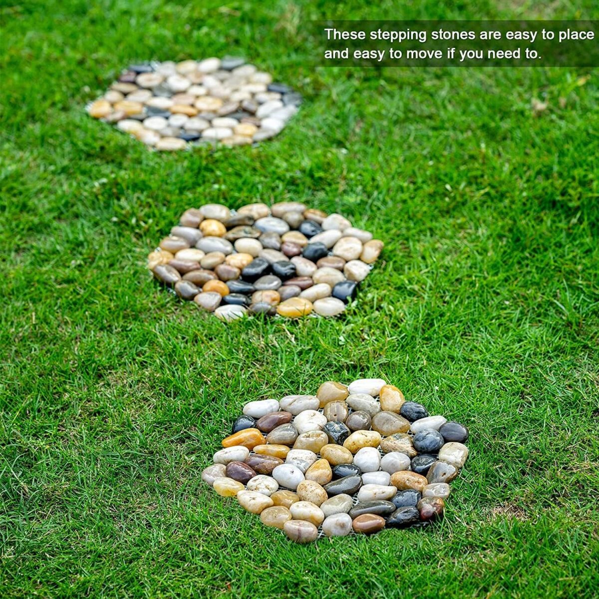River Rocks Stepping Stones Pavers Outdoor for Garden Walkway, Pebbles Polished Gravel for Yard Lawn Patio Pathway Landscaping, Set of 6 (Hexagon) - Image 8