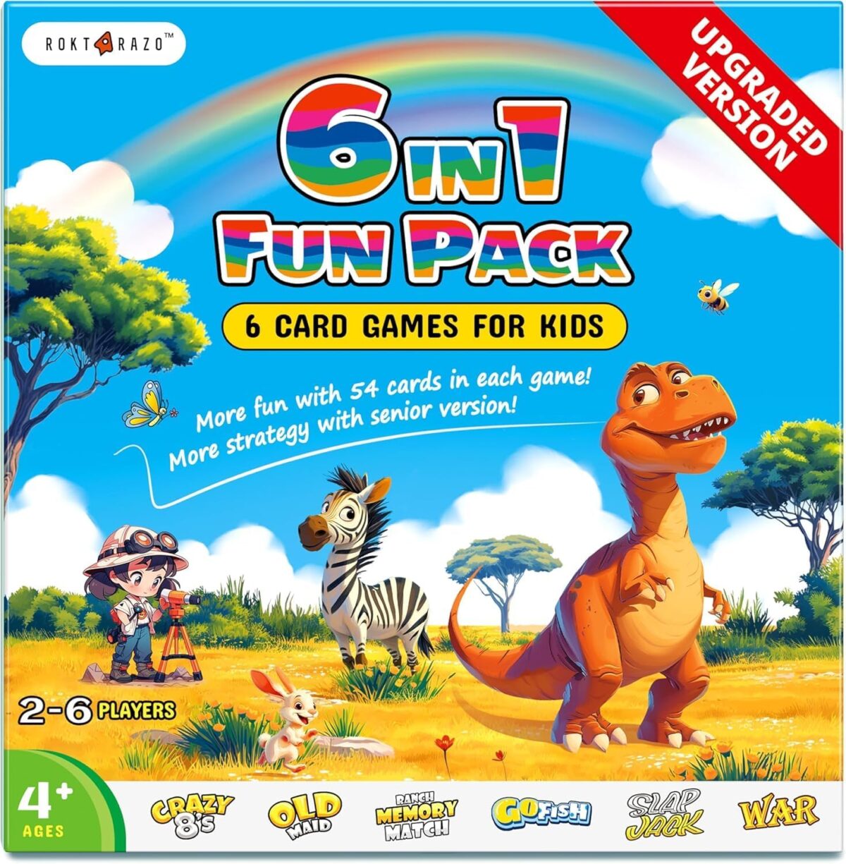 Upgraded Kids Card Games Pack, 6 Decks, Go Fish, Old Maid, Crazy Eights, Memory Match, Slap Jack, War, Playing Cards, Easter Basket Stuffers, Stocking Stuffers - Image 6