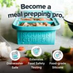 Souper Cubes 1 Cup Silicone Freezer Molds - Soup Cubes Perfect for Freezing Broth, Rice, Leftovers and More - Silicone Freezer Trays with Lids for Meal Prep - Aqua - 2-Pack - Image 3