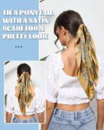AWAYTR 35” Large Square Satin Head Scarf - 3Pcs Satin Hair Scarves Silk Bandana Scarf Headscarf Silk Feeling Scarf for Women - Image 7
