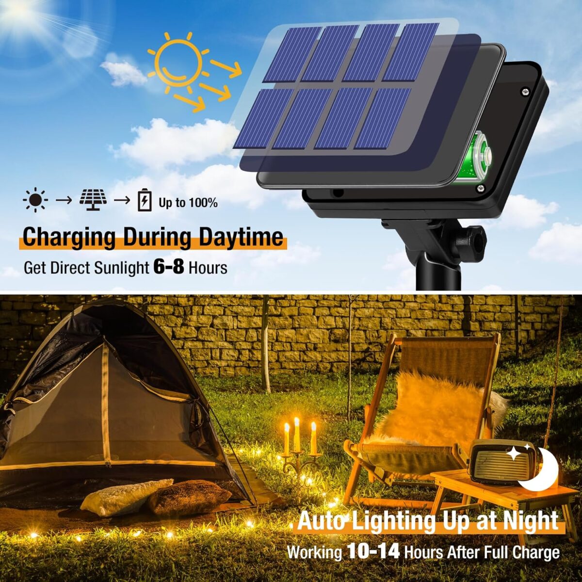 4 Pack Solar String Lights Outdoor - 320LED 132FT Solar Fairy Lights Waterproof 8 Modes, Copper Wire Solar Powered Twinkle Lights for Outside Tree Garden Christmas Wedding Party Decor (Warm White) - Image 2