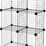 Amazon Basics 6-Cube Wire Grid Stackable Storage Shelves, 12 x 12-Inches, Black, 12.6"D x 26"W x 38"H